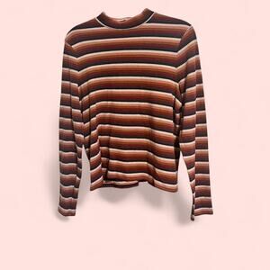 American Eagle striped mock neck crop top
